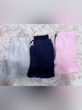 Luvable Friends 3-Pack Knit Joggers — Pink, Navy & Heather Gray